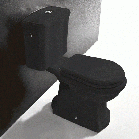 Kerasan Retro muszla stojąca do kompaktu czarna nero odpływ pionowy 101204