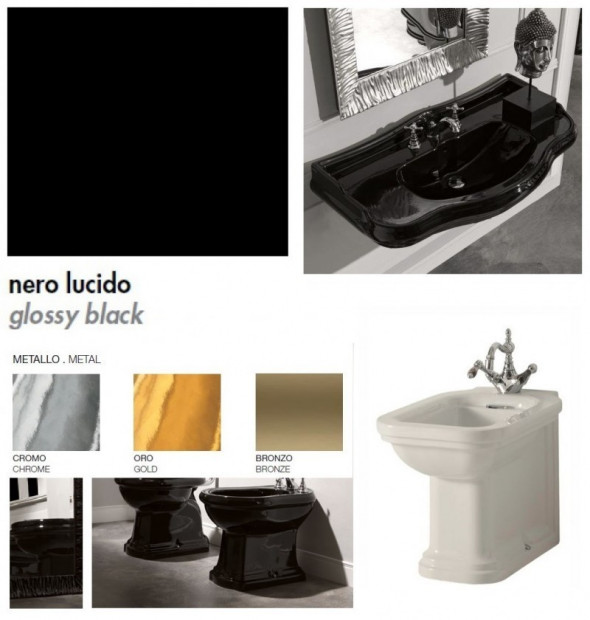 Kerasan Waldorf bidet stojący retro nero czarny oro złoty 4121K5