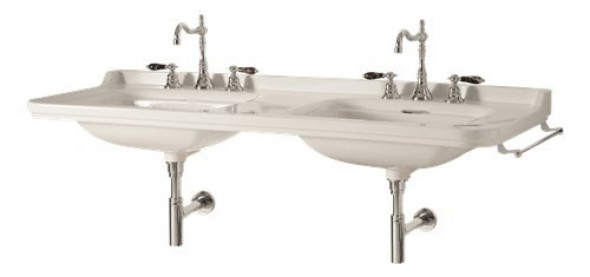 Kerasan Waldorf umywalka podwójna 150x55 cm retro biały oro złoty 4143K2