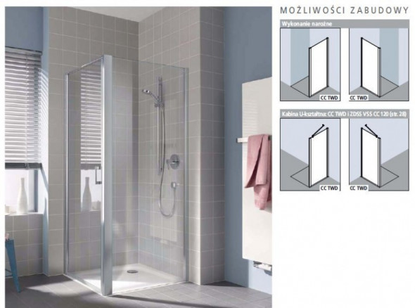 Kermi Cada XS ścianka boczna 40 cm srebrny wysoki połysk przeźroczyste powłoka CadaClean CKTWD04020VPK