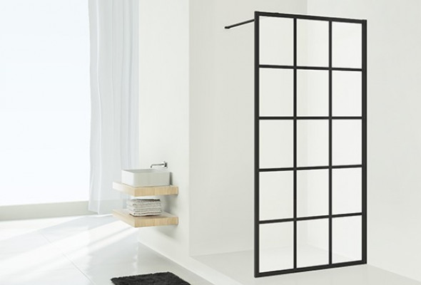 Kermi Dark Edition kabina typu walk-in 110 cm czarny Soft krata Kermi Clean XDWW1110203PK