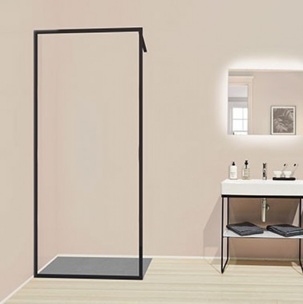 Kermi Dark Edition kabina typu walk-in 160 cm czarny Soft przeźroczyste Kermi Clean XDWW4160203PK