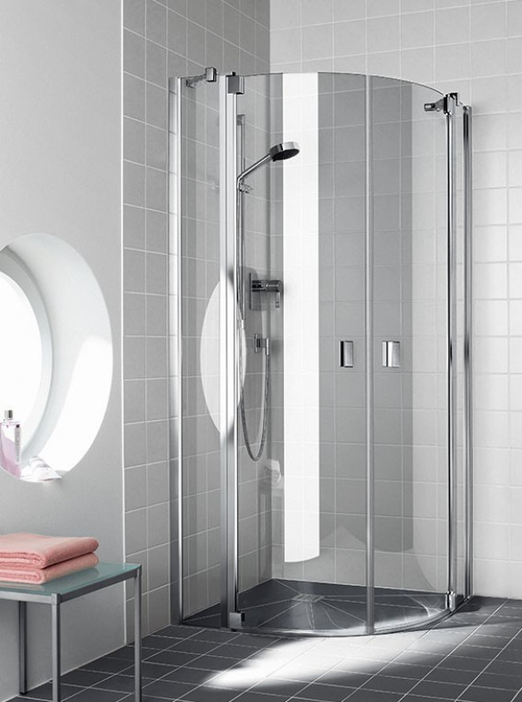 Kermi Raya kabina półokrągła 90x90 r550 srebrny przeźroczyste KermiClean RAP5509020VPK