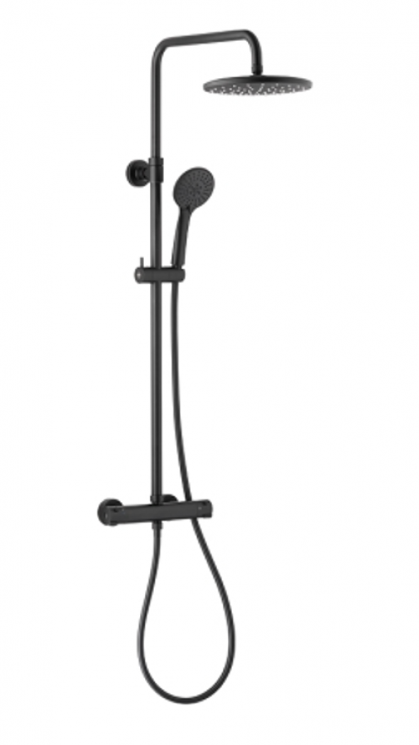 KFA Moza Black termostatyczny zestaw prysznicowy z deszczownicą 22,5x22,5 czarny 5736-910-81