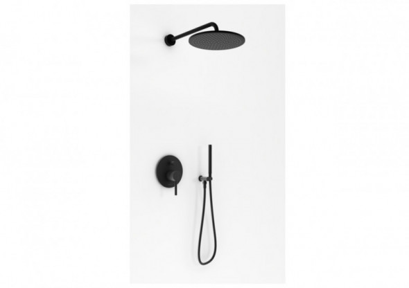 Kohlman Roxin zestaw podtynkowy z deszczownicą okrągłą 30x30 cm i słuchawką czarny QW210RBR30