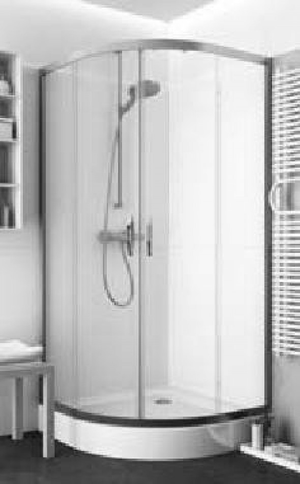 Koło Rekord kabina półokrągła 80x80 drzwi przesuwne srebrny przeźroczyste PKPG80222003