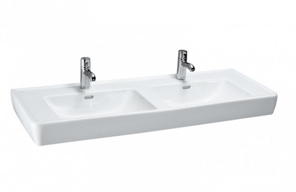 Laufen Pro-A umywalka  podwójna wisząca 130cm z otworami biały H8149670001041