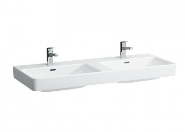 Laufen Pro-S umywalka podwójna dwukomorowa 120cm z 2 otworami biały H8149660001041
