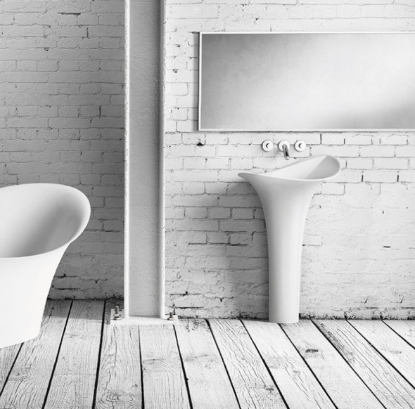 Marmorin Alice umywalka stojąca przyścienna 58x38 cm Mineralicast P 550 058 020 010