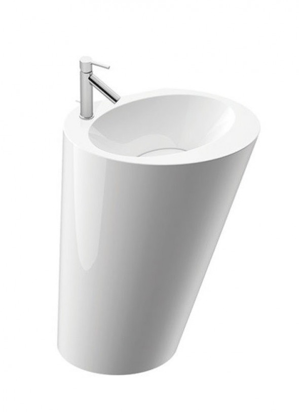 Marmorin Amos umywalka stojąca asymetryczna 58x37 cm z otworem na baterię Mineralicast 729 582 020 01 1