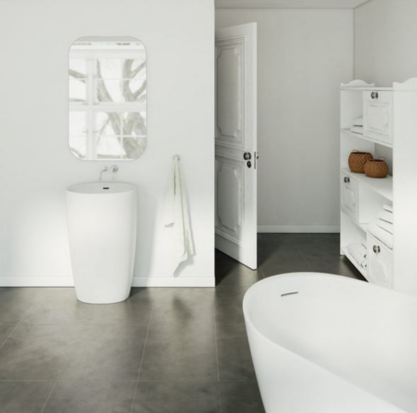 Marmorin Mia umywalka wolnostojąca przyścienna 55x42 cm Mineralicast P_S_557_02_0550