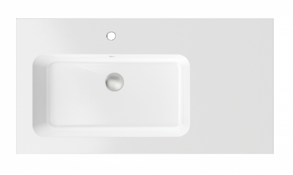 Massi Eno z blatem umywalka wpuszczana w blat lewa 105x50 cm konglomerat biały MSUK-E1055L