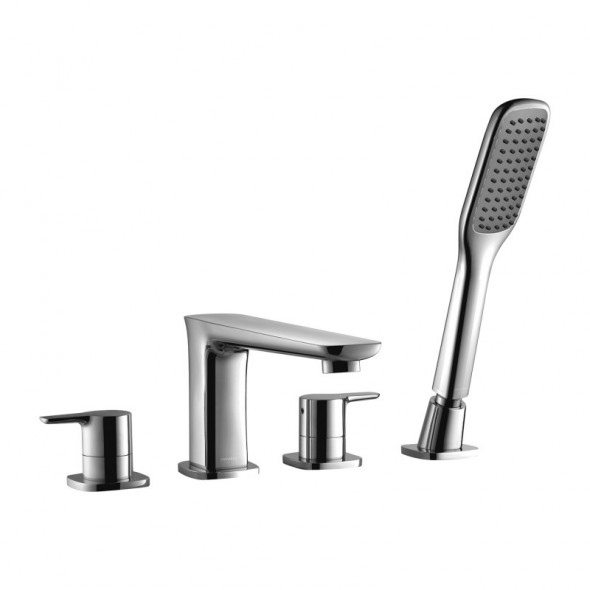 Omnires Hudson bateria wannowa 4-otworowa kompletna chrom HS4132CR