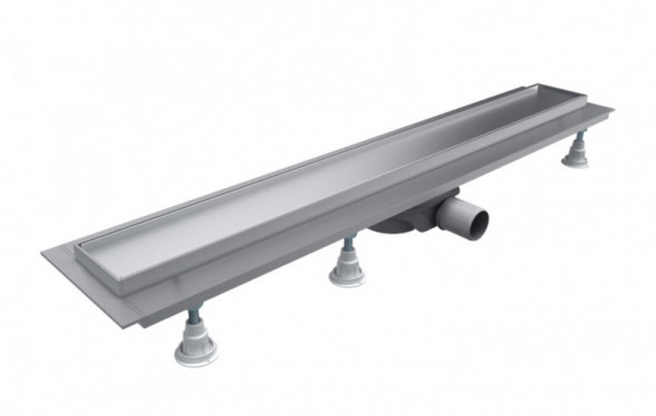 Omnires Lowfix odpływ liniowy 80 cm z rusztem do wklejenia płytek srebrny LOWFIX80/T/SL