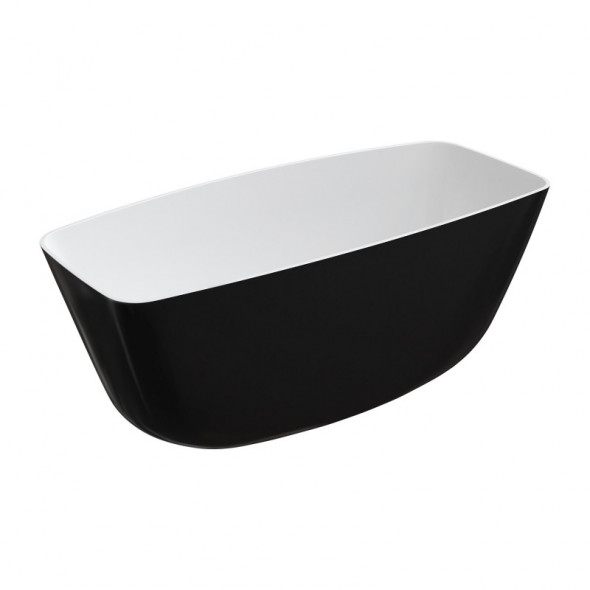 Omnires Marble+ Ferrara wanna wolnostojąca 156x70 lany marmur czarny połysk FERRARA156BCP