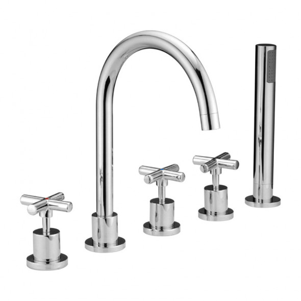 Omnires Modern bateria wannowa 5-otworowa stojąca chrom C311CR