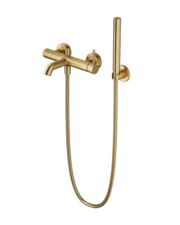 Omnires Y bateria wannowa ścienna z zestawem prysznicowym złoty szczotkowany Y1231GLB