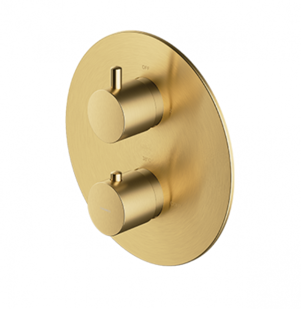 Omnires Y termostatyczna bateria prysznicowo-wannowa podtynkowa 2-drożna złoty szczotkowany Y1236ROGLB