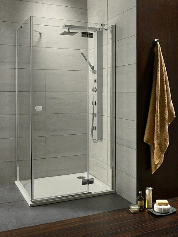 Radaway Almatea KDJ kabina 90x80 drzwi prawe 90 otwierane i ścianka 80 chrom brązowe Easy Clean 32148-01-08NR