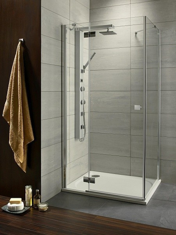 Radaway Almatea KDJ kabina 90x90 drzwi lewe 90 otwierane i ścianka 90 chrom brązowe Easy Clean 32102-01-08NL