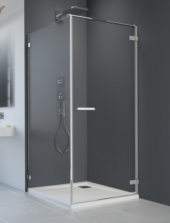 Radaway Arta KDJ I kabina prostokątna 100x90 drzwi otwierane 100 prawe + ścianka 90 chrom przeźroczyste Easy Clean 386083-03-0RL + 386021-03-01