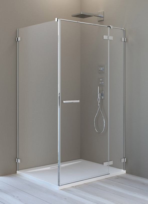 Radaway Arta KDJ II kabina kwadratowa 110x110 drzwi wahadłowe prawe + ścianka chrom przeźroczyste Easy Clean 386457-03-01R + 386040-03-01R + 386023-03-01