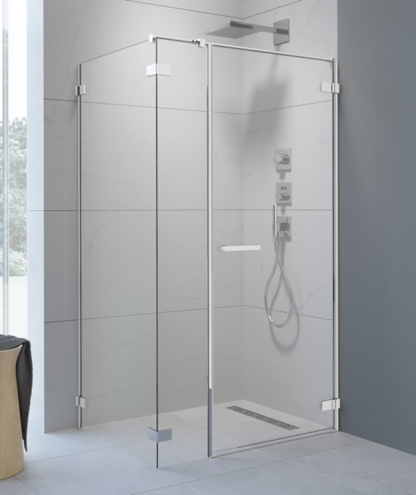 Radaway Arta KDS I kabina kwadratowa 90x90 prawa drzwi wahadłowe chrom przeźroczyste Easy Clean 386520-03-01R + 386100-03-01R + 386111-03-01