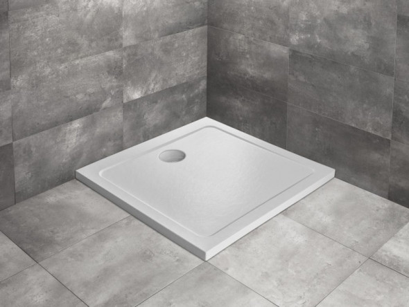 Radaway Doros C Stone brodzik kwadratowy płaski 90x90 biały SDRC9090-01-04S