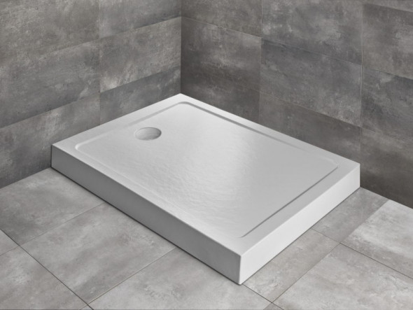 Radaway Doros F Compact Stone brodzik prostokątny płaski akrylowy zintegrowana obudowa 100x80 biały SDRFP1080-05-04S