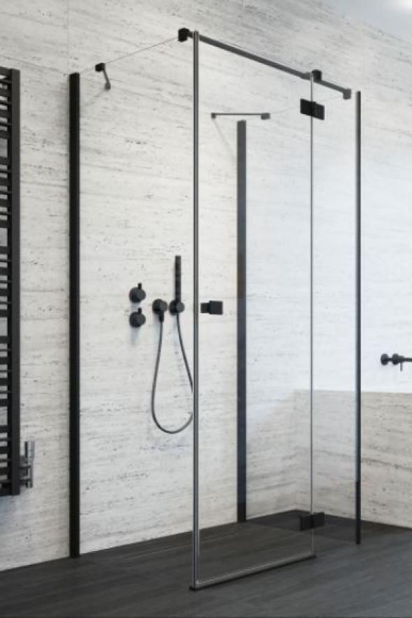 Radaway Essenza New Black KDJ+S kabina trójścienna 80x80x80 prawa czarne przeźroczyste Easy Clean