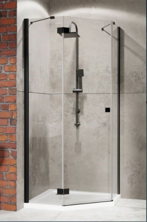 Radaway Essenza New Black PTJ kabina pięciokątna 90x100 pentagonalna lewa czarne przeźroczyste Easy Clean 385010-54-01L + 385056-54-01