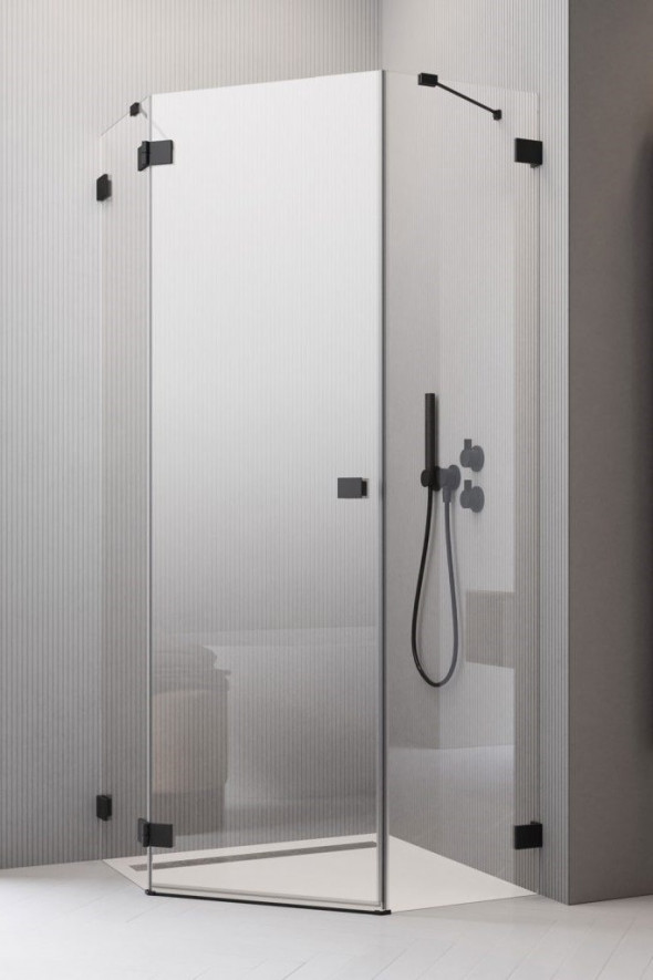 Radaway Essenza Pro Black PTJ kabina pięciokątna 90x100 pentagonalna lewa czarny przeźroczyste Easy Clean 10100000-54-01L + 10100700-01-01