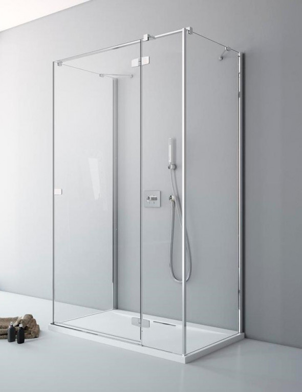 Radaway Fuenta New KDJ+S kabina trójścienna prostokątna 100x90x100 prawa drzwi otwierane chrom przeźroczyste Easy Clean 384020-01-01R + 2x 384052-01-01