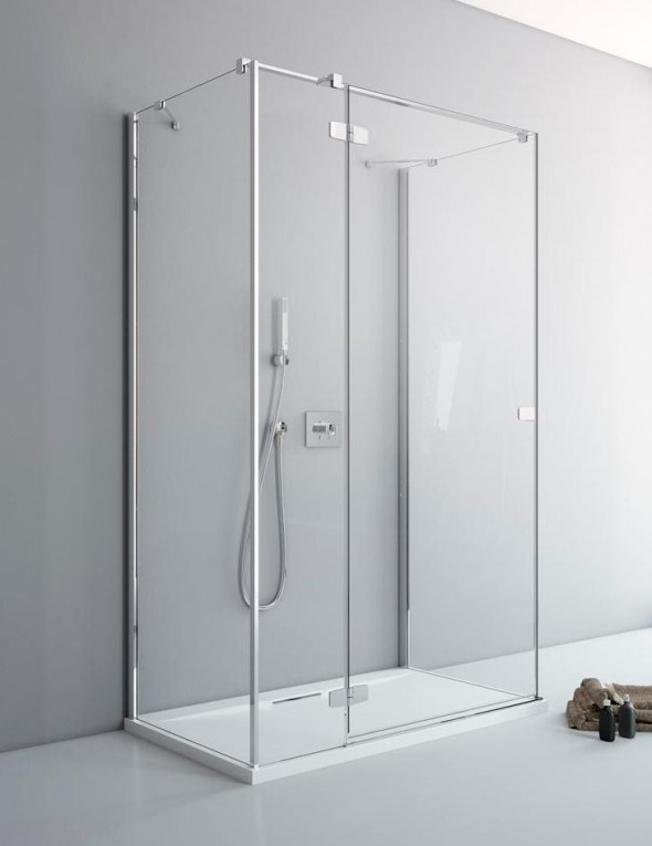 Radaway Fuenta New KDJ+S kabina trójścienna prostokątna 90x100x90 lewa drzwi otwierane chrom przeźroczyste Easy Clean 384022-01-01L + 2x 384050-01-01