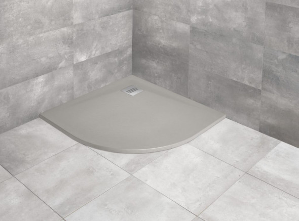 Radaway Kyntos A Stone brodzik półokrągły płaski 90x90 cm konglomerat efekt kamienia cemento HKA9090-74