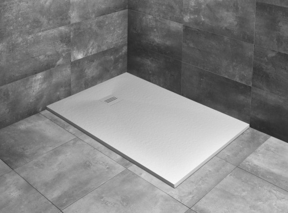 Radaway Kyntos F Stone brodzik prostokątny płaski 120x90 cm konglomerat efekt kamienia biały HKF12090-04