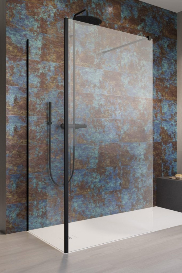 Radaway Modo New Black IV kabina typu Walk-In 100x90 czarny przeźroczyste Easy Clean 389604-54-01 + 389094-54-01
