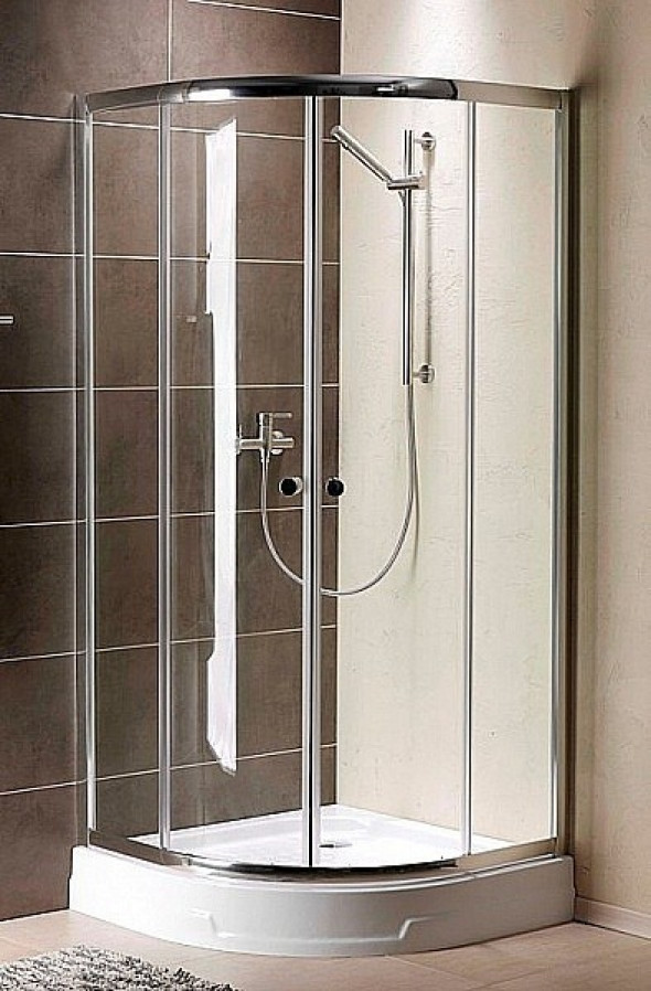 Radaway Premium A kabina półokrągła 80x80 drzwi przesuwne chrom fabric 30413-01-06