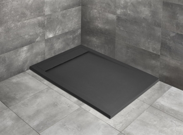 Radaway Teos F Stone brodzik prostokątny płaski 180x70 cm konglomerat efekt kamienia antracyt HTF18070-64