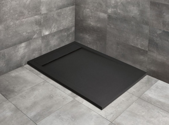 Radaway Teos F Stone brodzik prostokątny płaski 180x80 cm konglomerat efekt kamienia czarny HTF18080-54