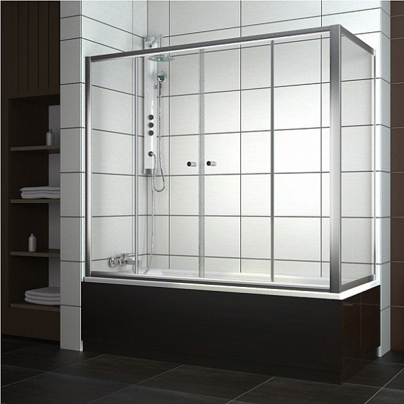Radaway Vesta S ścianka nawannowa 80cm do kompletowania z drzwiami nawannowymi przesuwnymi Vesta DW chrom przeźroczyste 204080-01