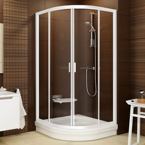 Ravak Blix kabina półokrągła 80x80 drzwi przesuwne biały przeźroczyste ANTICALC BLCP4 3B240100Z1