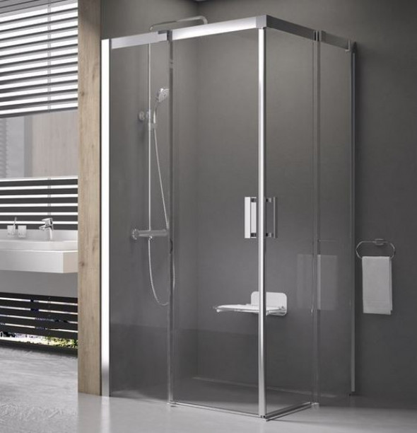 Ravak Matrix kabina kwadratowa drzwi przesuwne 90x90 cm przeźroczyste biały AntiCalc 1WV77100Z1