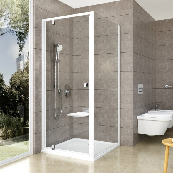 Ravak Pivot drzwi 90 otwierane biały/chrom przeźroczyste ANTICALC PDOP1 03G70100Z1