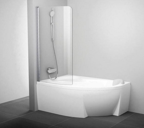 Ravak Rosa CVSK1 parawan nawannowy 85 cm do wanny 140/150 cm lewy srebrny połysk przeźroczyste ANTICALC 7QLM0C00Y1