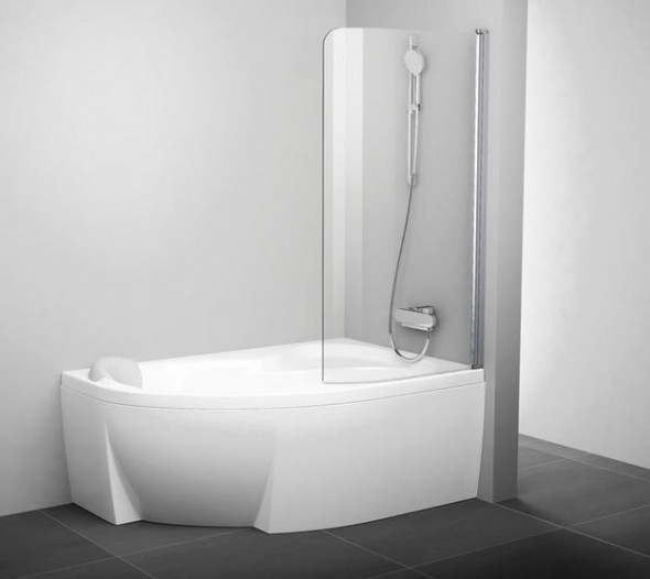 Ravak Rosa CVSK1 parawan nawannowy 85 cm do wanny 140/150 cm prawy srebrny matowy przeźroczyste ANTICALC 7QRM0U00Y1