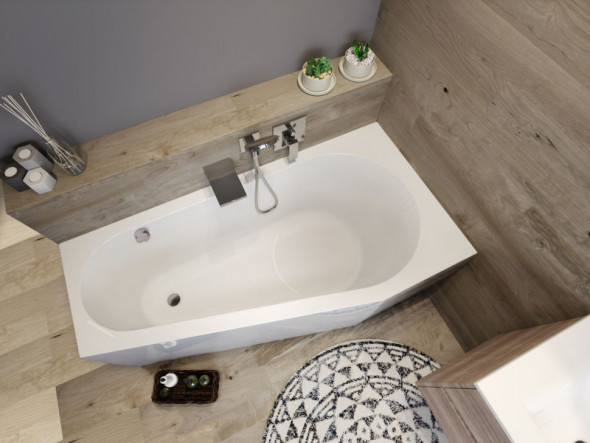 Riho Delta Plug&amp;amp;Play wanna asymetryczna lewa 150x80 ze zintegrowaną obudową biały BD41005