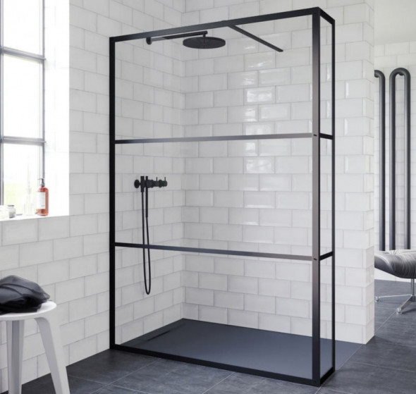 Riho Grid GB402 kabina typu Walk-In 100x30 cm czarny przeźroczyste RIHO Shield Riho Grid GB402 kabina typu Walk-In 90 cm czarny przeźroczyste RIHO Shield GB4100030