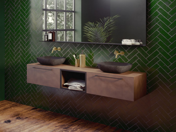 Riho Livit Slate Bowl umywalka nablatowa kwadratowa 38x38 cm czarny mat F70072