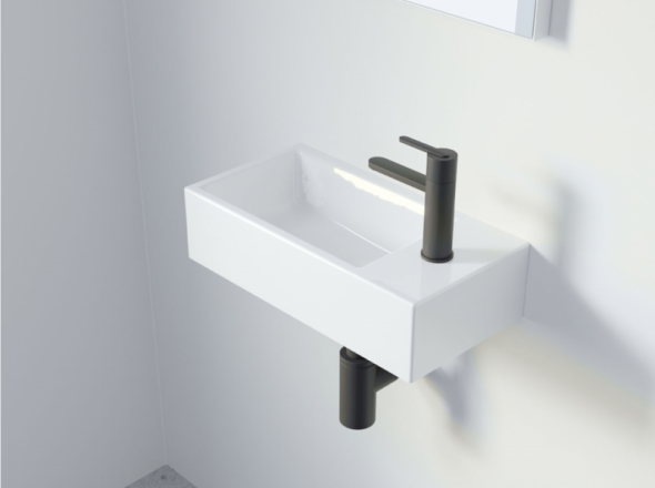 Riho Livit Tiny Wash umywalka nablatowa/wisząca 41x20,5 cm prawa biały polysk F70074